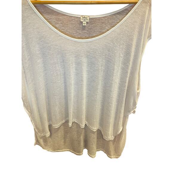 Aritzia Wilfred Women's XS/S High Low Cropped Sheer T-Shirt Top‎ White Linen - Picture 5 of 13